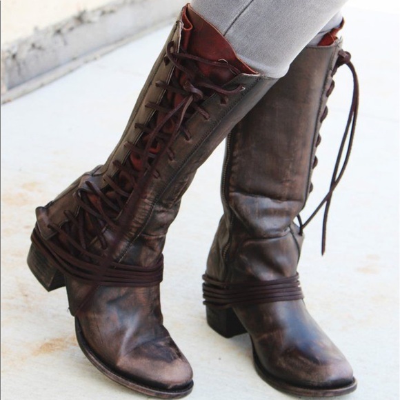 cognac mid calf boots